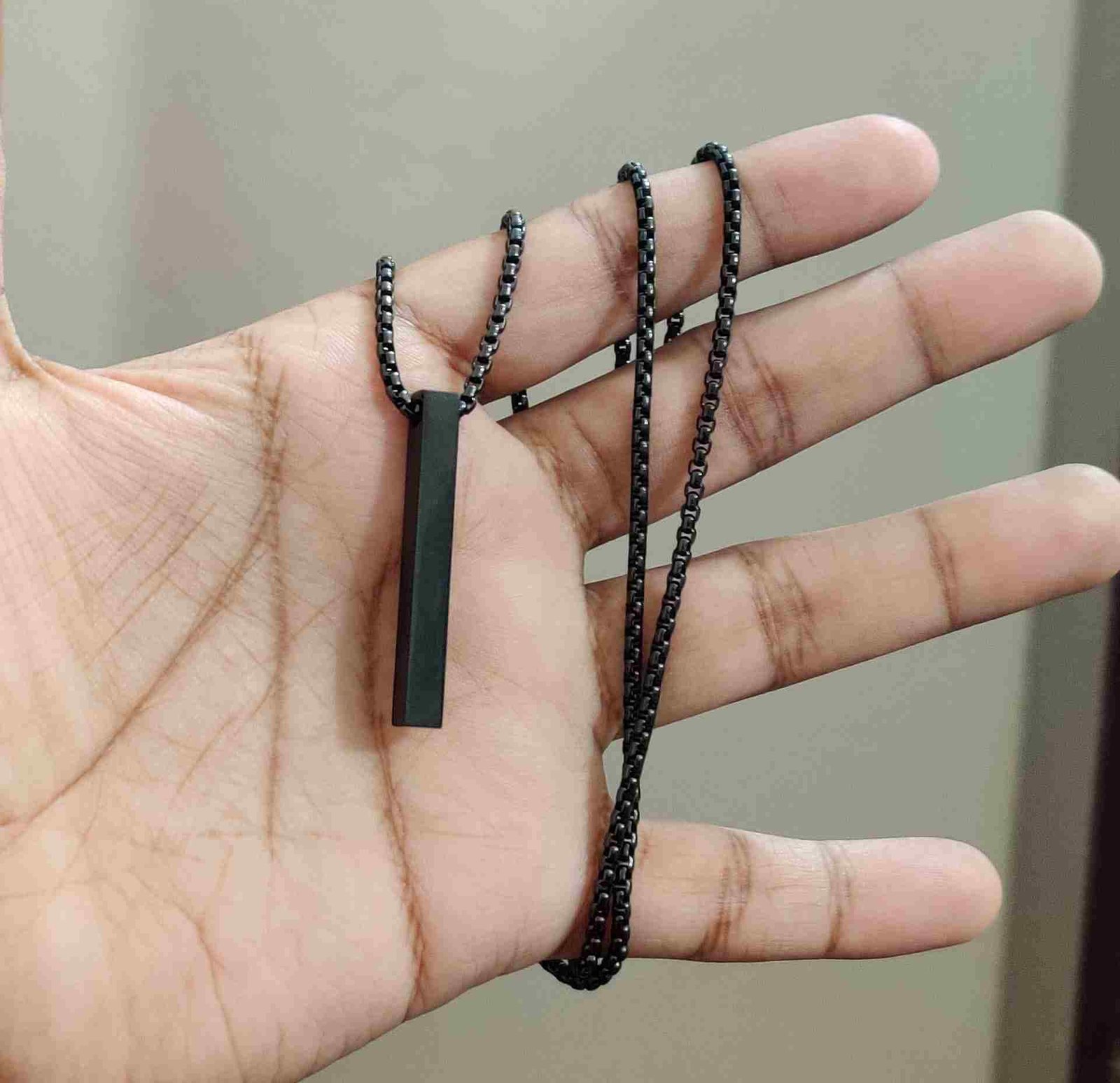 Simple Black Pendant Necklace Chain for Men