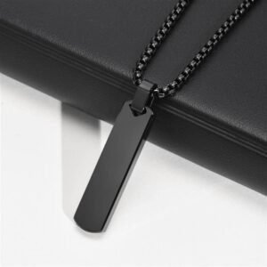 Simple pendant stainless steel for men dimensional rectangular bar geometric necklace