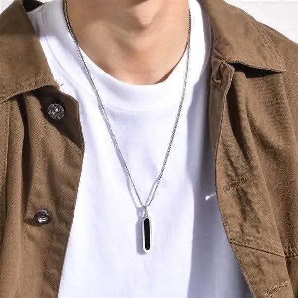 Trendy Stylish silver with black Neck Chain For Men